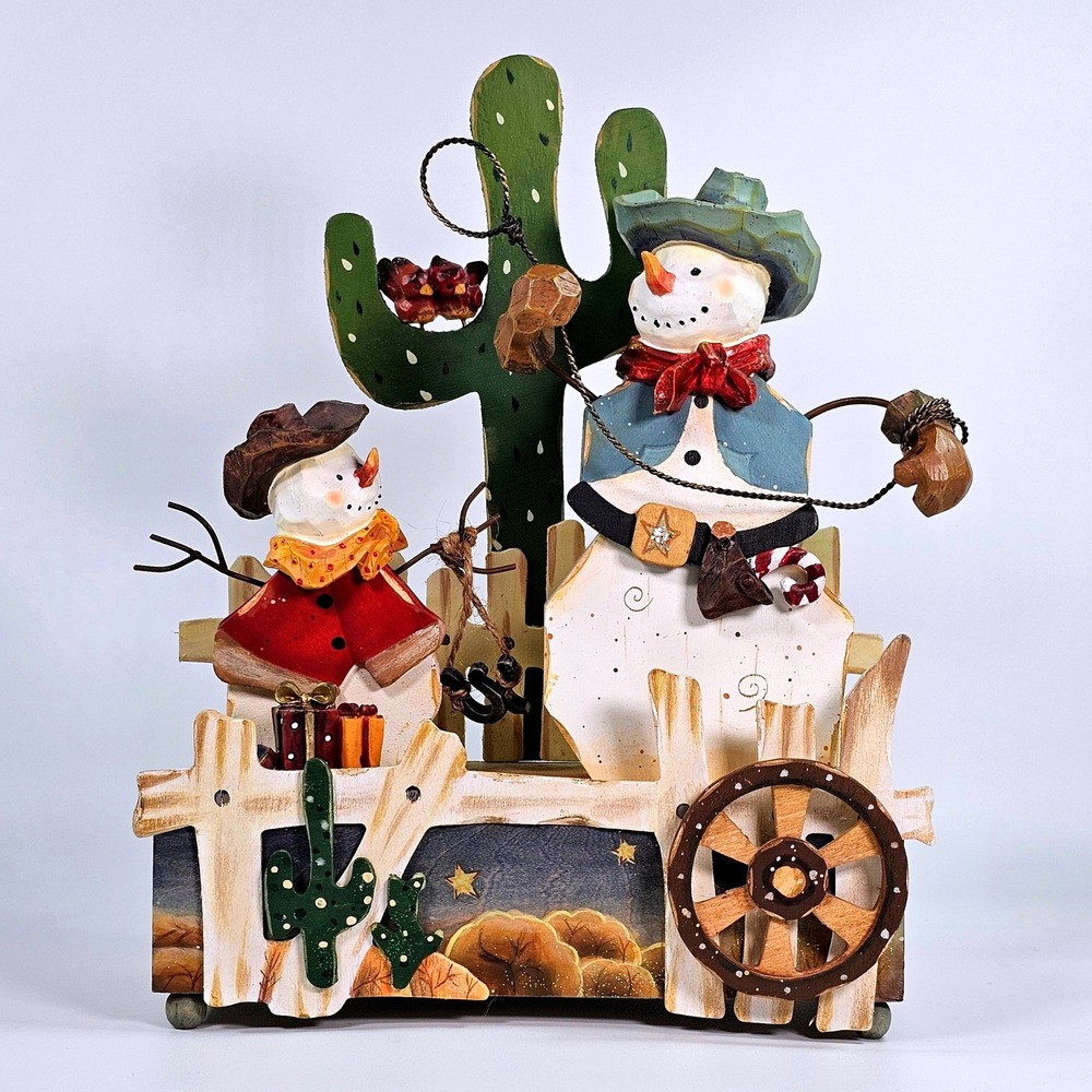 St Nicholas Square Silent Night Motion Musical Cowboy Snowmen Cactus Western